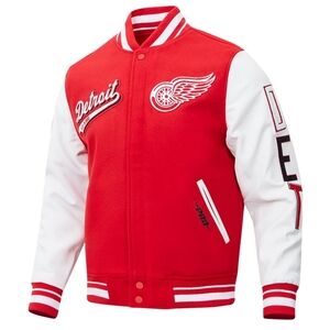 Red and White Detroit Varsity Jacket